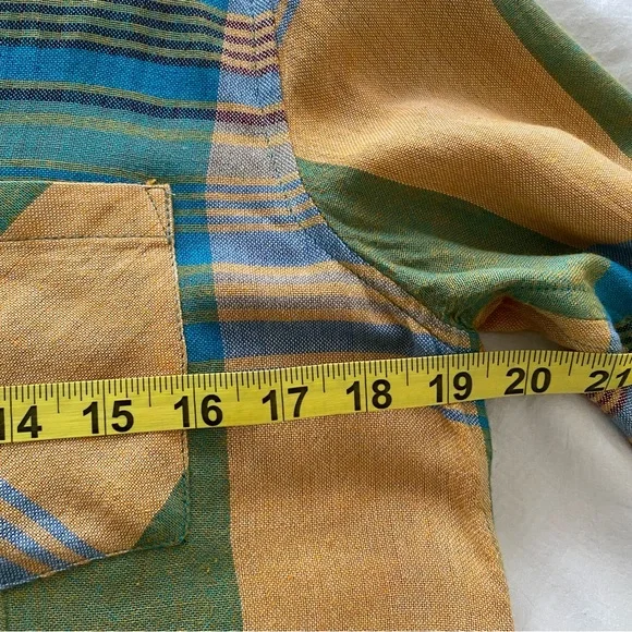 Soft Surroundings Plaid Embroidered Shirt Button Up Floral Blouse Size PS - Picture 6 of 7